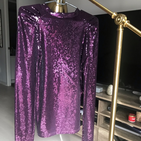 3.1 Phillip Lim Purple Sequin Long Sleeves Top XS - Picture 1 of 2